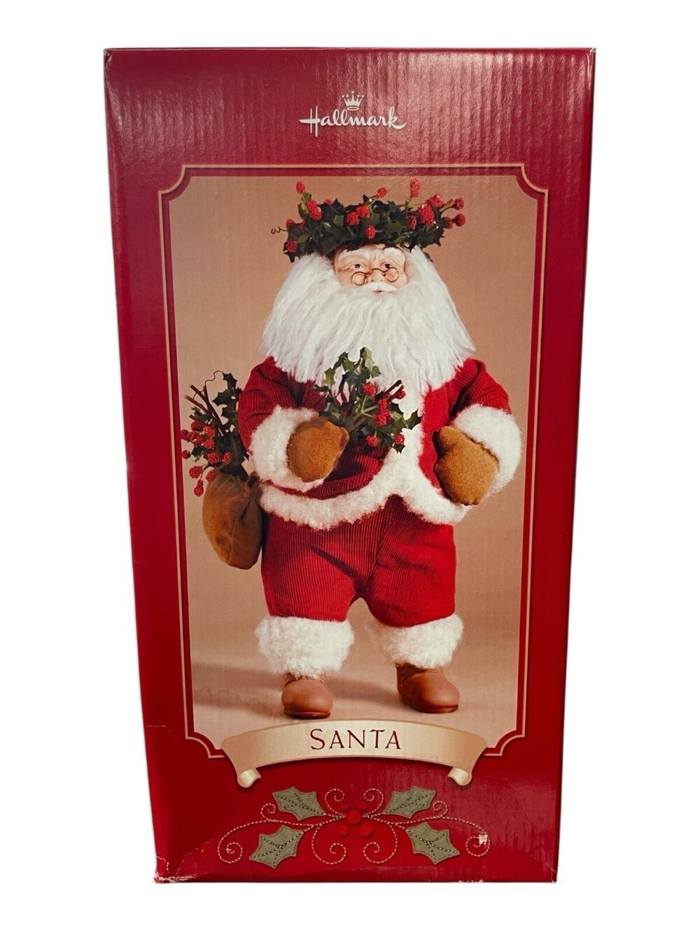 Hallmark Santa Christmas Figurine with Holly and Berry Decorations 13"